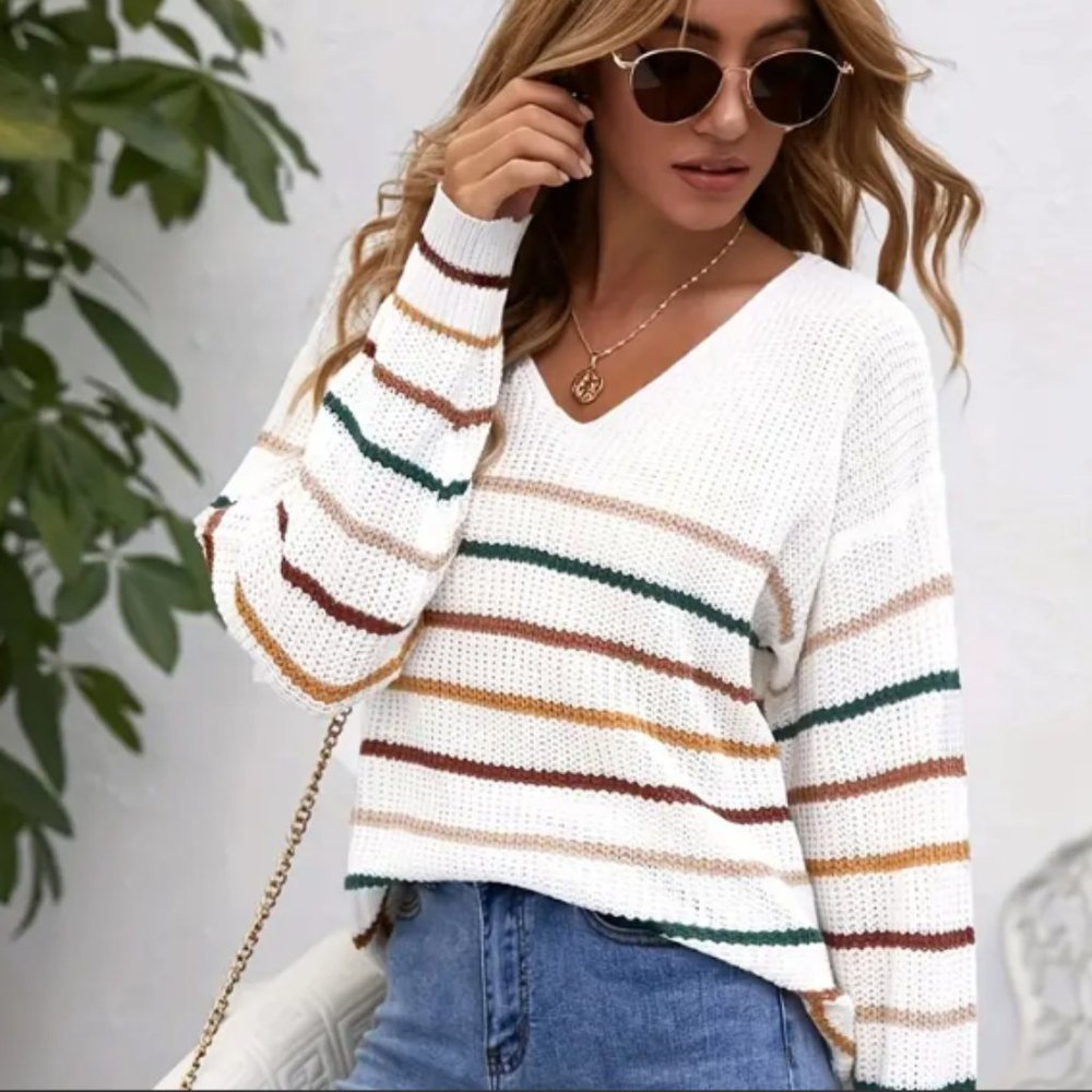 V-neck Drop Shoulder Sweater